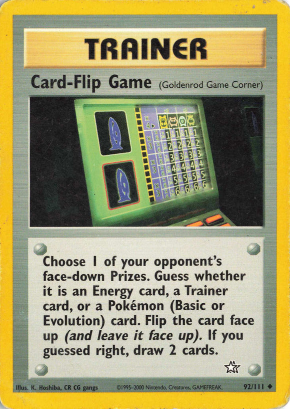 1216 Damage Card-Flip Game (Goldenrod Game Corner) 092/111 Uncommon Pokemon TCG - guardiangamingtcgs