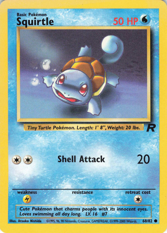 516 - Played Squirtle 68/82 Common Team Rocket Pokemon TCG