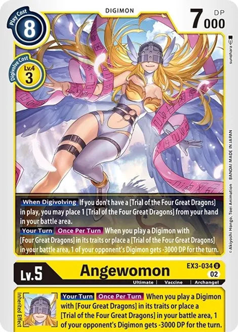 Angewomon EX3-034 U Draconic Roar Digimon TCG - guardiangamingtcgs