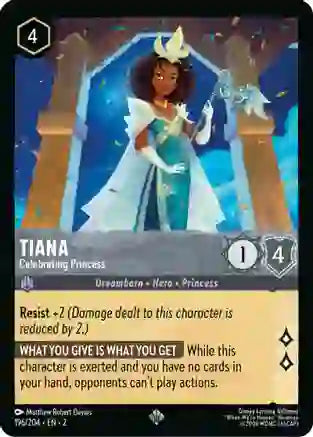 Tiana - Celebrating Princess 196/204 Super Rare Rise of the Floodborn Disney Lorcana TCG - guardiangamingtcgs