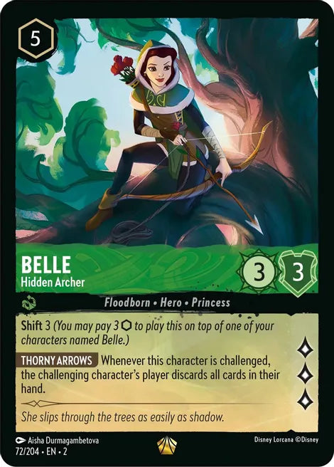 Belle - Hidden Archer 72/204 Legendary Rise of the Floodborn Disney Lorcana TCG - guardiangamingtcgs