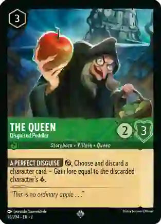 The Queen - Disguised Peddler 93/204 Super Rare Rise of the Floodborn Disney Lorcana TCG - guardiangamingtcgs