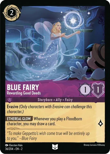 Blue Fairy - Rewarding Good Deeds 36/204 Uncommon Rise of the Floodborn Disney Lorcana TCG - guardiangamingtcgs