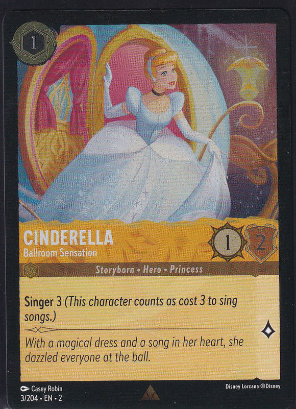 Cold Foil Cinderella - Ballroom Sensation 3/204 Rare Rise of the Floodborn Disney Lorcana TCG - guardiangamingtcgs