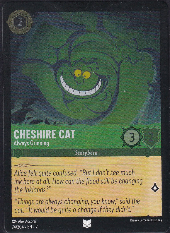 Cold Foil Cheshire Cat - Always Grinning 74/204 Uncommon Rise of the Floodborn Disney Lorcana TCG - guardiangamingtcgs