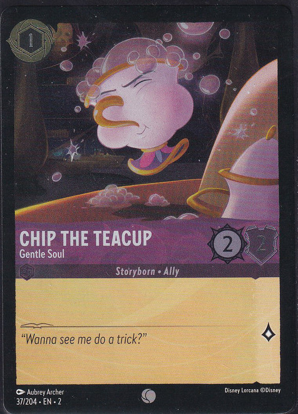 Cold Foil Chip the Teacup - Gentle Soul 37/204 Common Rise of the Floodborn Disney Lorcana TCG - guardiangamingtcgs