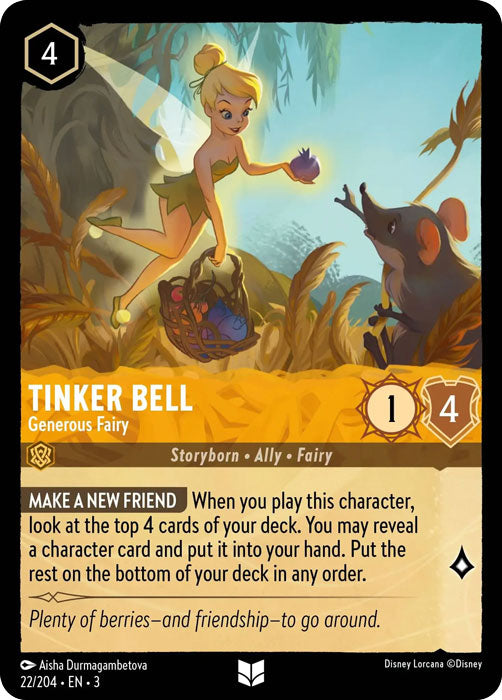 Tinker Bell - Generous Fairy 22/204 Uncommon Into the Inklands Disney Lorcana TCG - guardiangamingtcgs