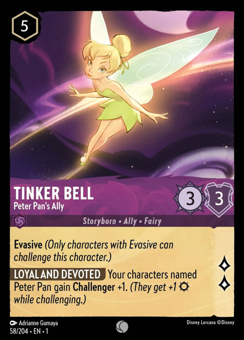 Tinker Bell - Peter Pan's Ally 58/204 Common The First Chapter Disney Lorcana TCG - guardiangamingtcgs