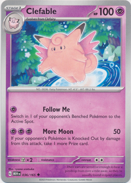 Clefable 036/165 Uncommon Scarlet and Violet 151 Pokemon TCG