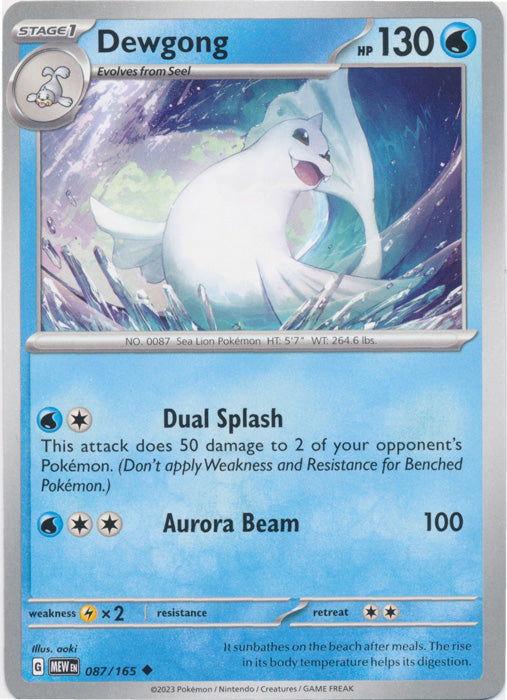 Dewgong 087/165 Uncommon Scarlet and Violet 151 Pokemon TCG