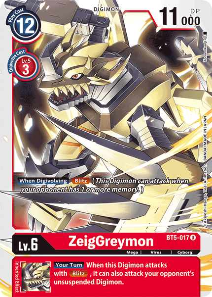 ZeigGreymon BT5-017 U Battle of Omni Digimon TCG - guardiangamingtcgs