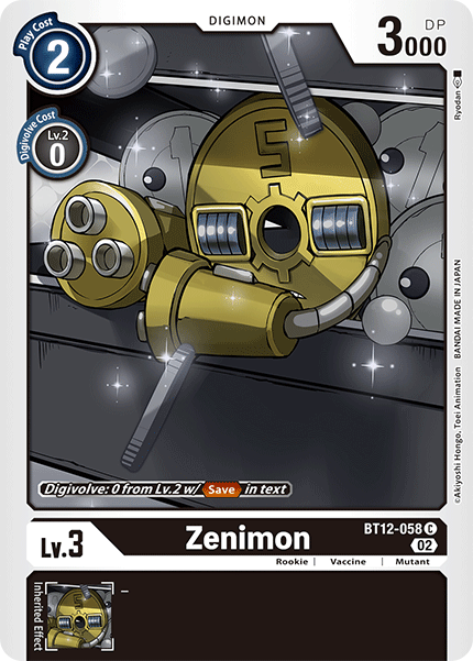 Zenimon BT12-058 C Across Time Digimon TCG - guardiangamingtcgs