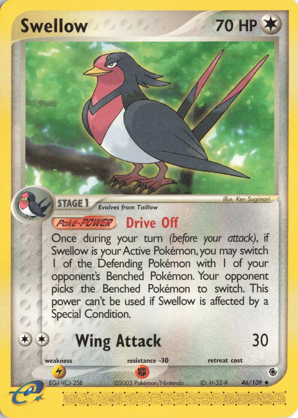1211 - Played Swellow 46/109 Uncommon Ruby and Sapphire Pokemon TCG