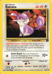 1209 - Played Rattata 66/82 Common Team Rocket Pokemon TCG - guardiangamingtcgs