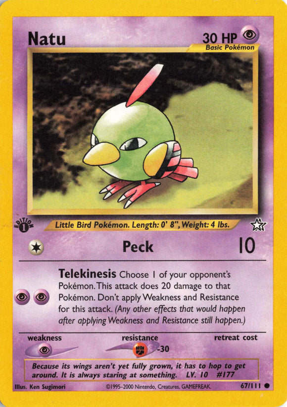 1201 Played 1st Edition Natu 067/111 Common Neo Genesis Pokemon TCG - guardiangamingtcgs