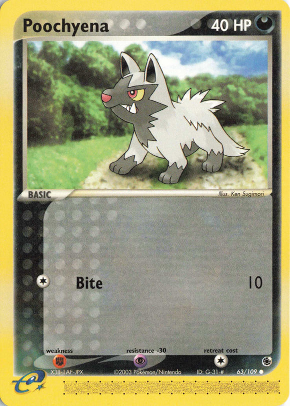 1149 - Played Poochyena - 63/109 Common Ruby and Sapphire Pokemon TCG