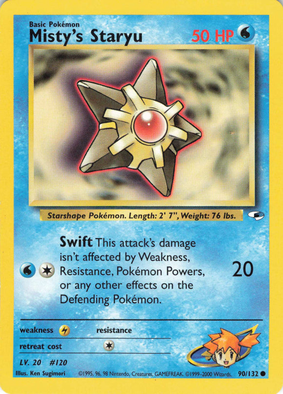 633 - Played Misty's Staryu 090/132 Common Gym Heroes Pokemon TCG - guardiangamingtcgs