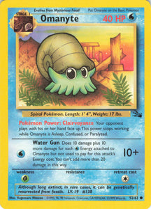 668 - Played Omanyte 52/62 Common Fossil Pokemon TCG - guardiangamingtcgs