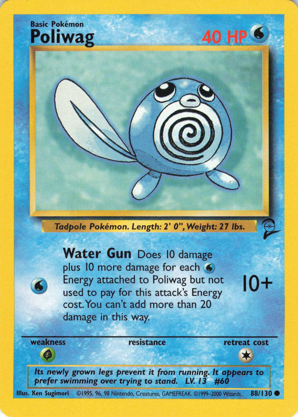 657 - Played Poliwag 088/130 Common Base Set 2 Pokemon TCG - guardiangamingtcgs