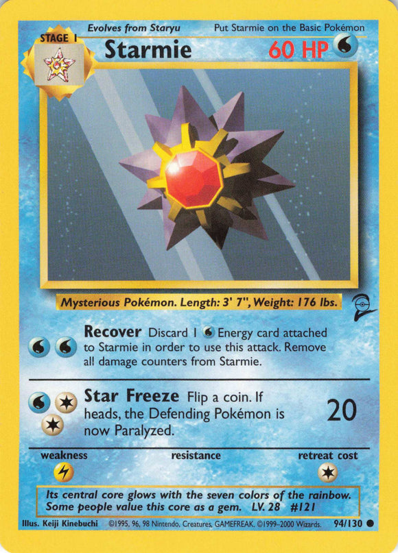 654 - Played Starmie 094/130 Common Base Set 2 Pokemon TCG - guardiangamingtcgs