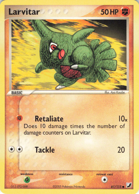 1192 - Played Larvitar 61/115 Common Unseen Forces Pokemon TCG - guardiangamingtcgs