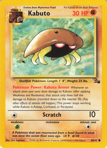 1190 - Played Kabuto 50/62 Common Fossil Pokemon TCG - guardiangamingtcgs