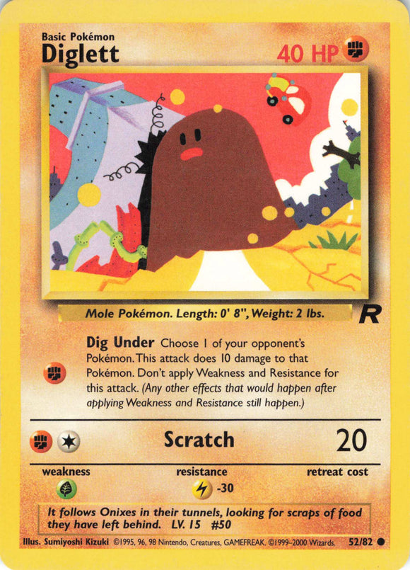 553 - Played Diglett 52/82 Common Team Rocket Pokemon TCG - guardiangamingtcgs