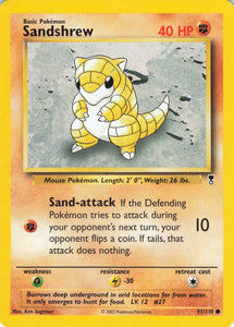 556 - Played Sandshrew 091/110 Common Legendary Collection Pokemon TCG - guardiangamingtcgs