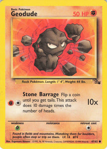 1189 - Played Geodude 47/62 Common Fossil Pokemon TCG - guardiangamingtcgs