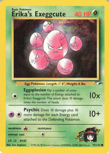 467 - Played Erika's Exeggcute  077/132 Common Gym Heroes Pokemon TCG - guardiangamingtcgs