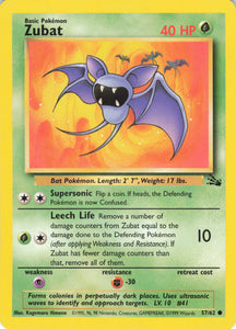 532 - Played Zubat 57/62 Common Fossil Pokemon TCG - guardiangamingtcgs