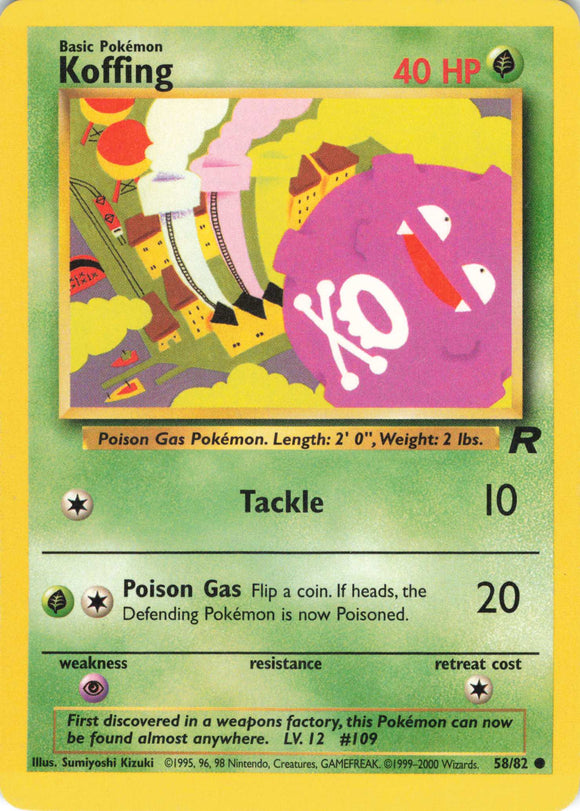 1175 - Played Koffing 58/82 Common Team Rocket Pokemon TCG - guardiangamingtcgs