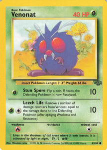 1182 - Played Venonat 63/64 Common Jungle Pokemon TCG - guardiangamingtcgs