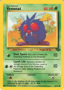 1183 - Played Venonat 63/64 Common Jungle Pokemon TCG - guardiangamingtcgs