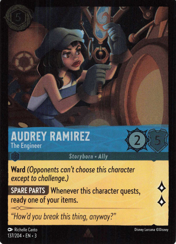 Cold Foil Audrey Ramirez - The Engineer 137/204 Rare Into the Inklands Disney Lorcana TCG - guardiangamingtcgs