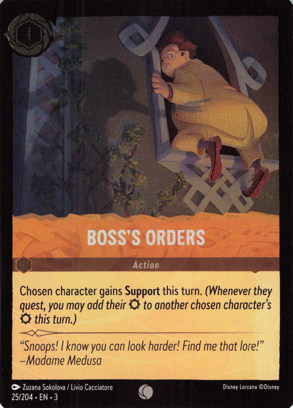 Cold Foil Boss's Orders 25/204 Common Into the Inklands Disney Lorcana TCG - guardiangamingtcgs