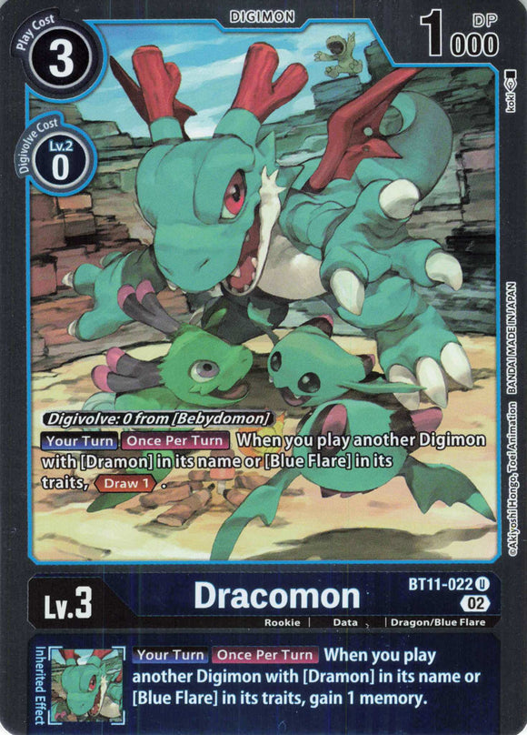 Foil Dracomon BT11-022 U Dimensional Phase Digimon TCG - guardiangamingtcgs