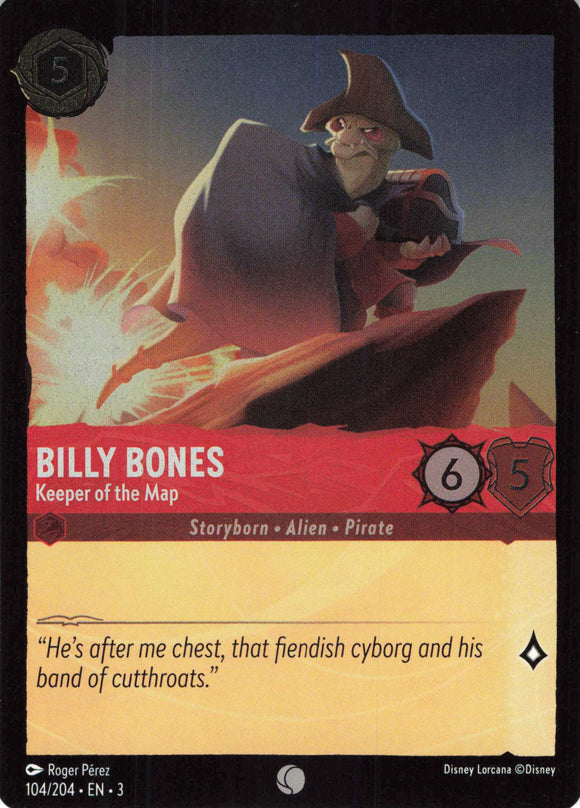 Cold Foil Billy Bones - Keeper of the Map 104/204 Common Into the Inklands Disney Lorcana TCG - guardiangamingtcgs