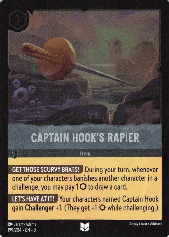 Cold Foil Captain Hook's Rapier 199/204 Uncommon Into the Inklands Disney Lorcana TCG - guardiangamingtcgs