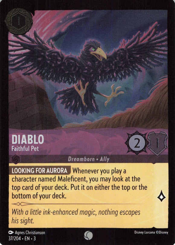 Cold Foil Diablo - Faithful Pet 37/204 Common Into the Inklands Disney Lorcana TCG - guardiangamingtcgs