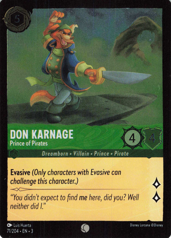 Cold Foil Don Karnage - Prince of Pirates 71/204 Common Into the Inklands Disney Lorcana TCG - guardiangamingtcgs