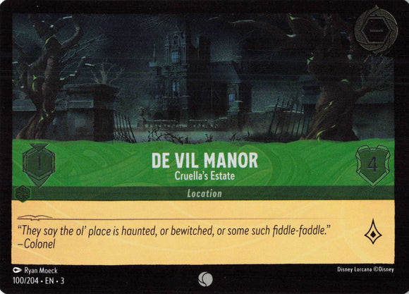 Cold Foil De Vil Manor - Cruella's Estate 100/204 Common Into the Inklands Disney Lorcana TCG - guardiangamingtcgs