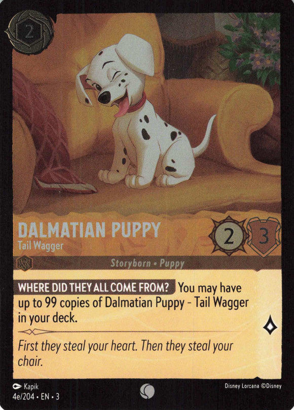 Cold Foil Dalmatian Puppy - Tail Wagger 4e/204 Common Into the Inklands Disney Lorcana TCG - guardiangamingtcgs