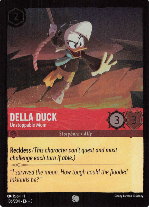 Cold Foil Della Duck - Unstoppable Mom 106/204 Common Into the Inklands Disney Lorcana TCG - guardiangamingtcgs