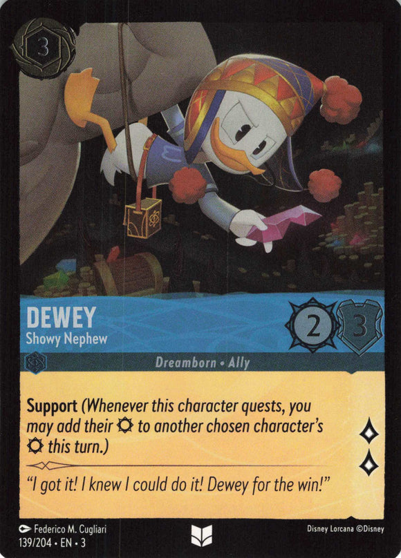 Cold Foil Dewey - Showy Nephew 139/204 Uncommon Into the Inklands Disney Lorcana TCG - guardiangamingtcgs