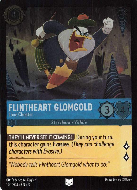 Cold Foil Flintheart Glomgold - Lone Cheater 140/204 Uncommon Into the Inklands Disney Lorcana TCG - guardiangamingtcgs