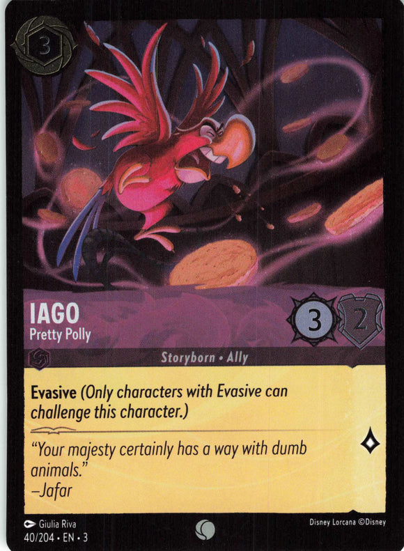 Cold Foil Iago - Pretty Polly 40/204 Common Into the Inklands Disney Lorcana TCG - guardiangamingtcgs