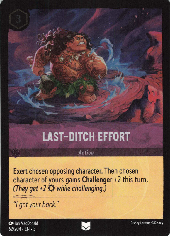 Cold Foil Last-Ditch Effort  62/204 Uncommon Into the Inklands Disney Lorcana TCG - guardiangamingtcgs