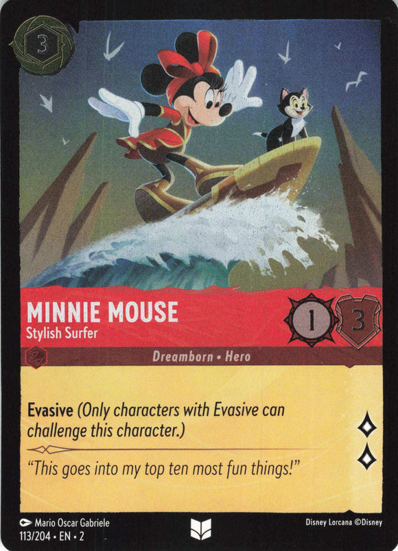 Cold Foil Minnie Mouse - Stylish Surfer 113/204 Uncommon Rise of the Floodborn Disney Lorcana TCG - guardiangamingtcgs