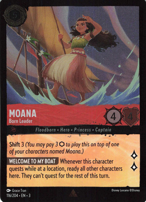 Cold Foil Moana - Born Leader 116/204 Rare Into the Inklands Disney Lorcana TCG - guardiangamingtcgs